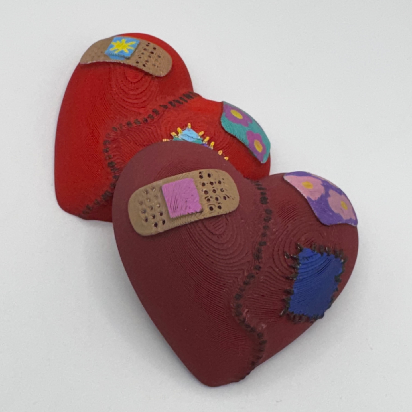 Heart Series: New Colorful Mended Heart - Hand Painted - Large - Various Patterns