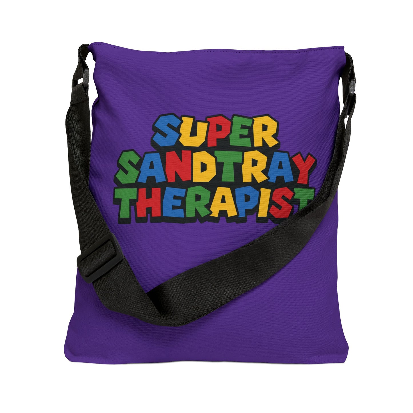 Adjustable Tote Bag — “Super Sandtray Therapist” Purple Therapy Tote