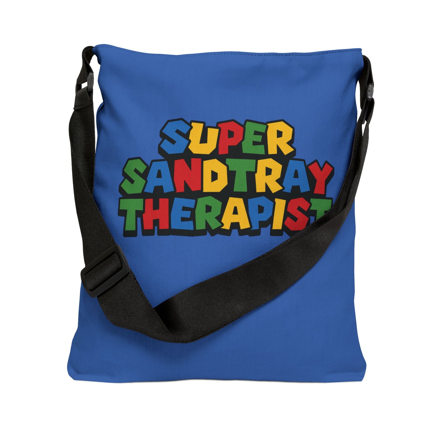 Adjustable Tote Bag — “Super Sandtray Therapist” Blue Therapy Tote