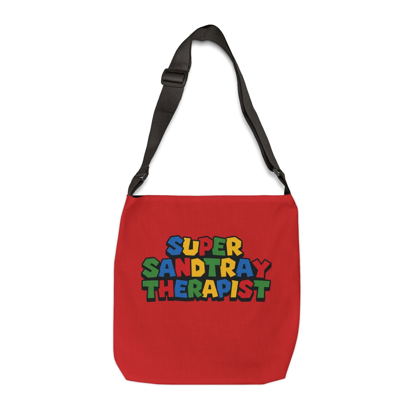 Adjustable Tote Bag — “Super Sandtray Therapist” Red Therapy Tote