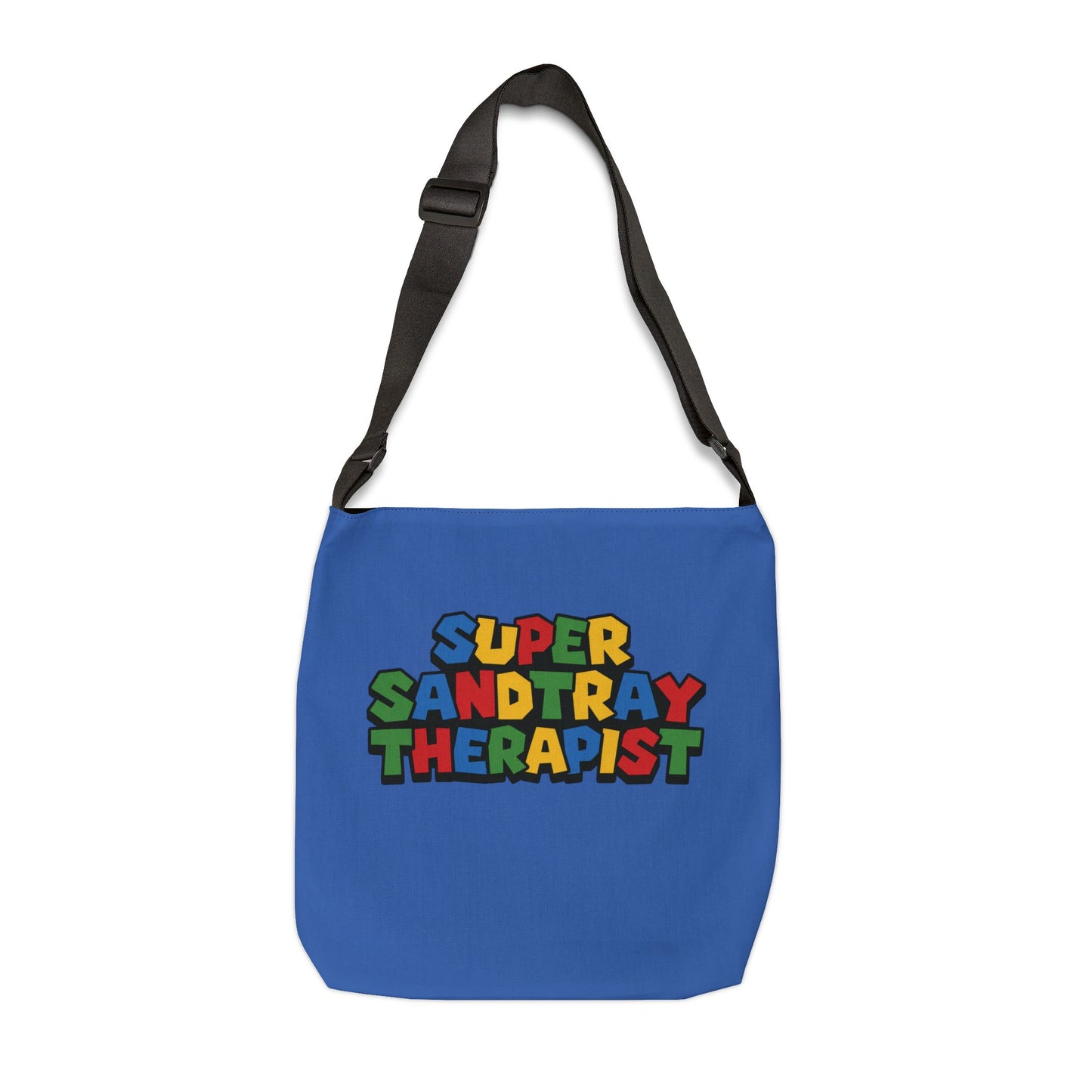 Adjustable Tote Bag — “Super Sandtray Therapist” Blue Therapy Tote