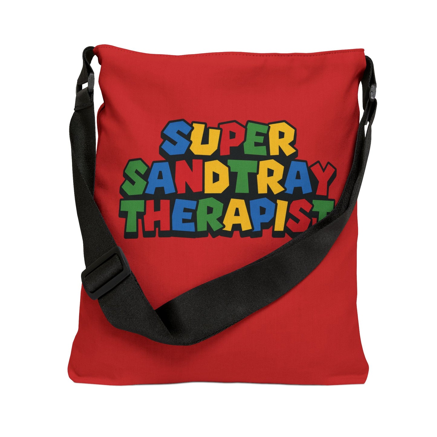 Adjustable Tote Bag — “Super Sandtray Therapist” Red Therapy Tote