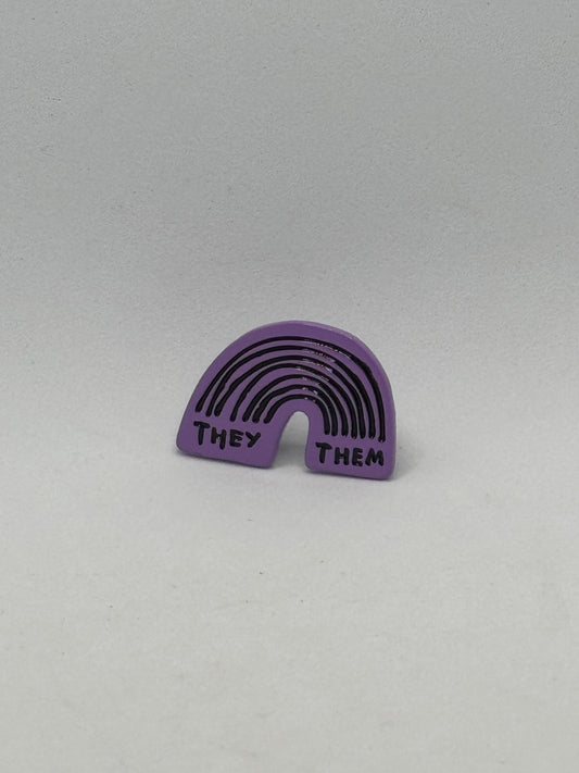 They/Them Rainbow Pin