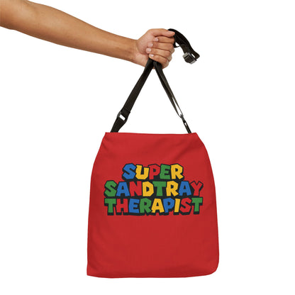 Adjustable Tote Bag — “Super Sandtray Therapist” Red Therapy Tote