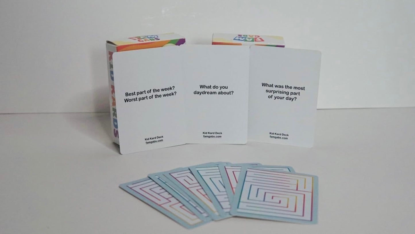 FamGabs Card Deck - a Fun and Personal Questions Game for Families, Teachers, Therapists, Parents who Want to Connect More with Kids. Great Conversation Starters That get Kids Talking