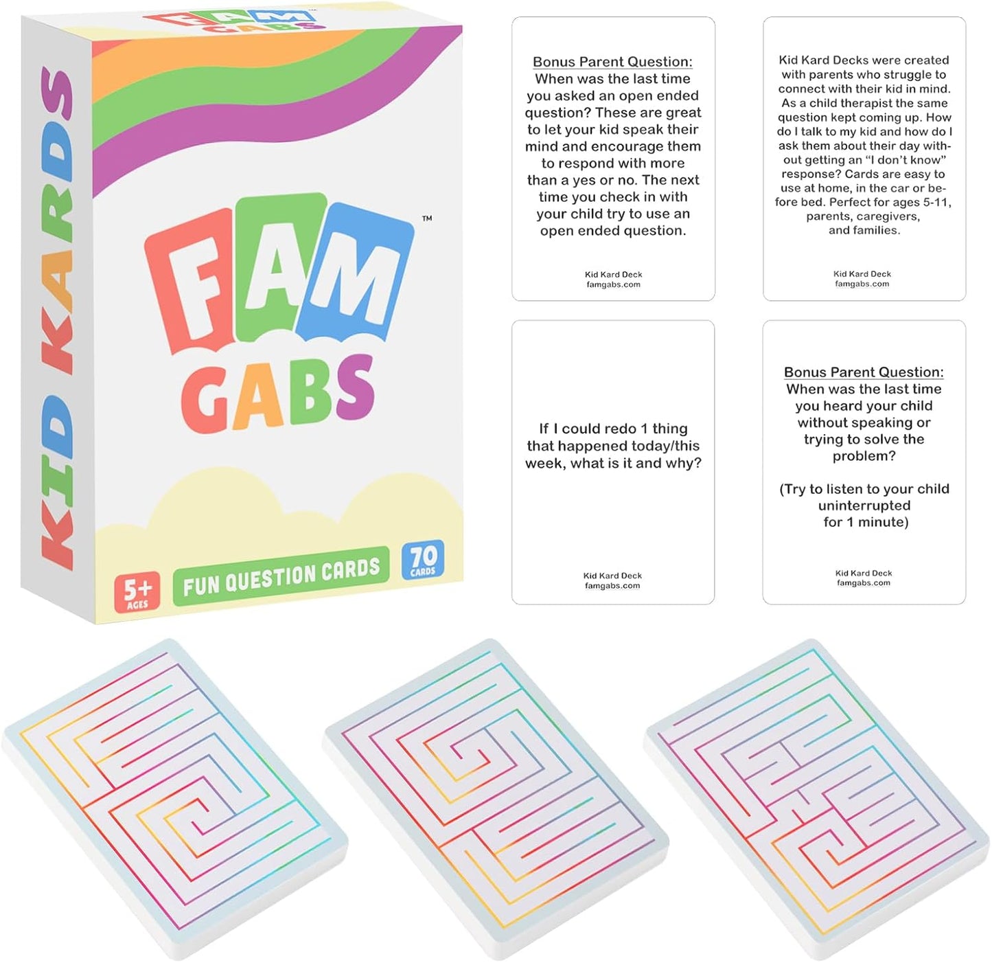FamGabs Card Deck - a Fun and Personal Questions Game for Families, Teachers, Therapists, Parents who Want to Connect More with Kids. Great Conversation Starters That get Kids Talking