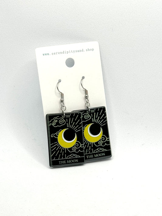 Tarot Earrings: Black Moon