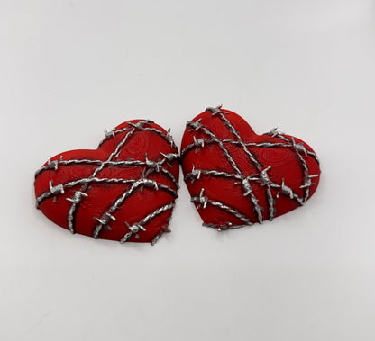 Heart Series: Barbed Wire Heart - Large - Hand painted