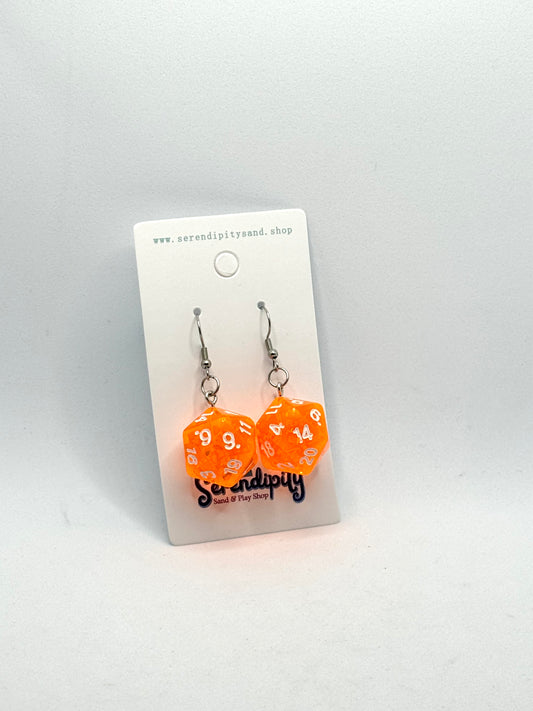 D20 Earrings: Orange