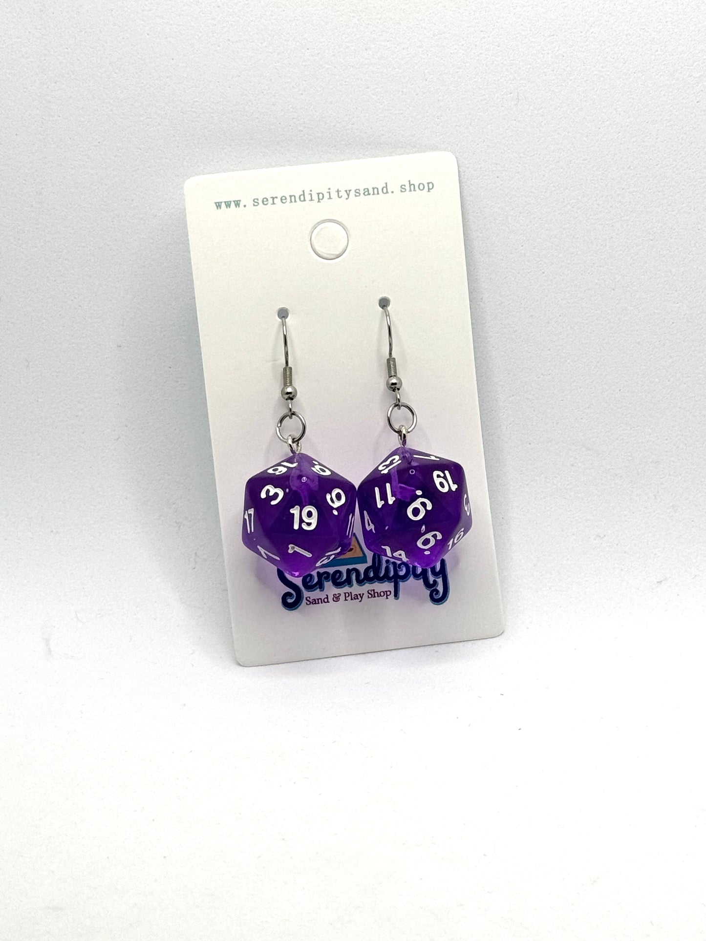 D20 Earrings: Purple