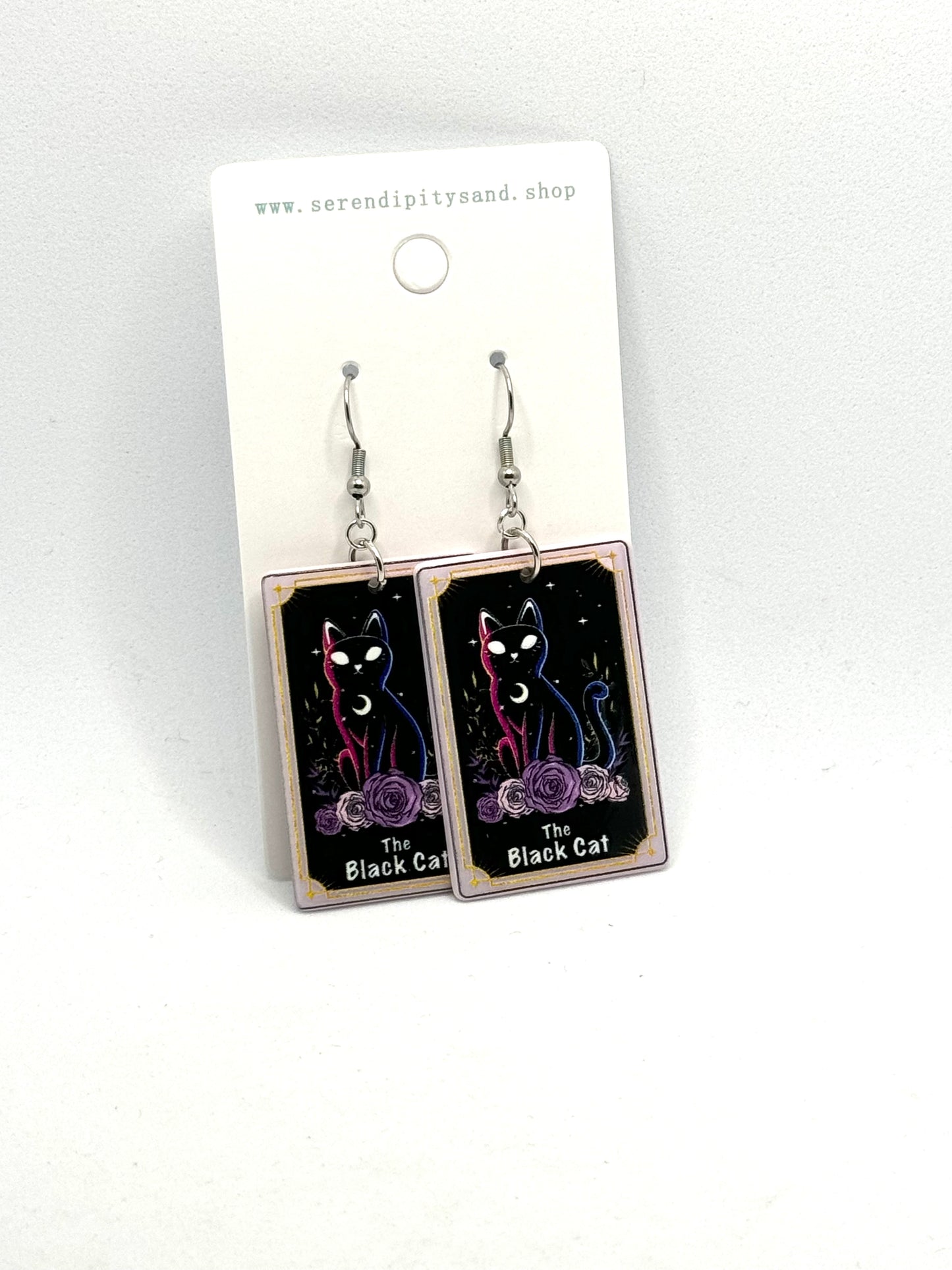 Tarot Earrings: Black Cat