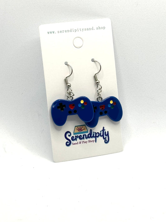 Game Controller Earrings: Dark Blue