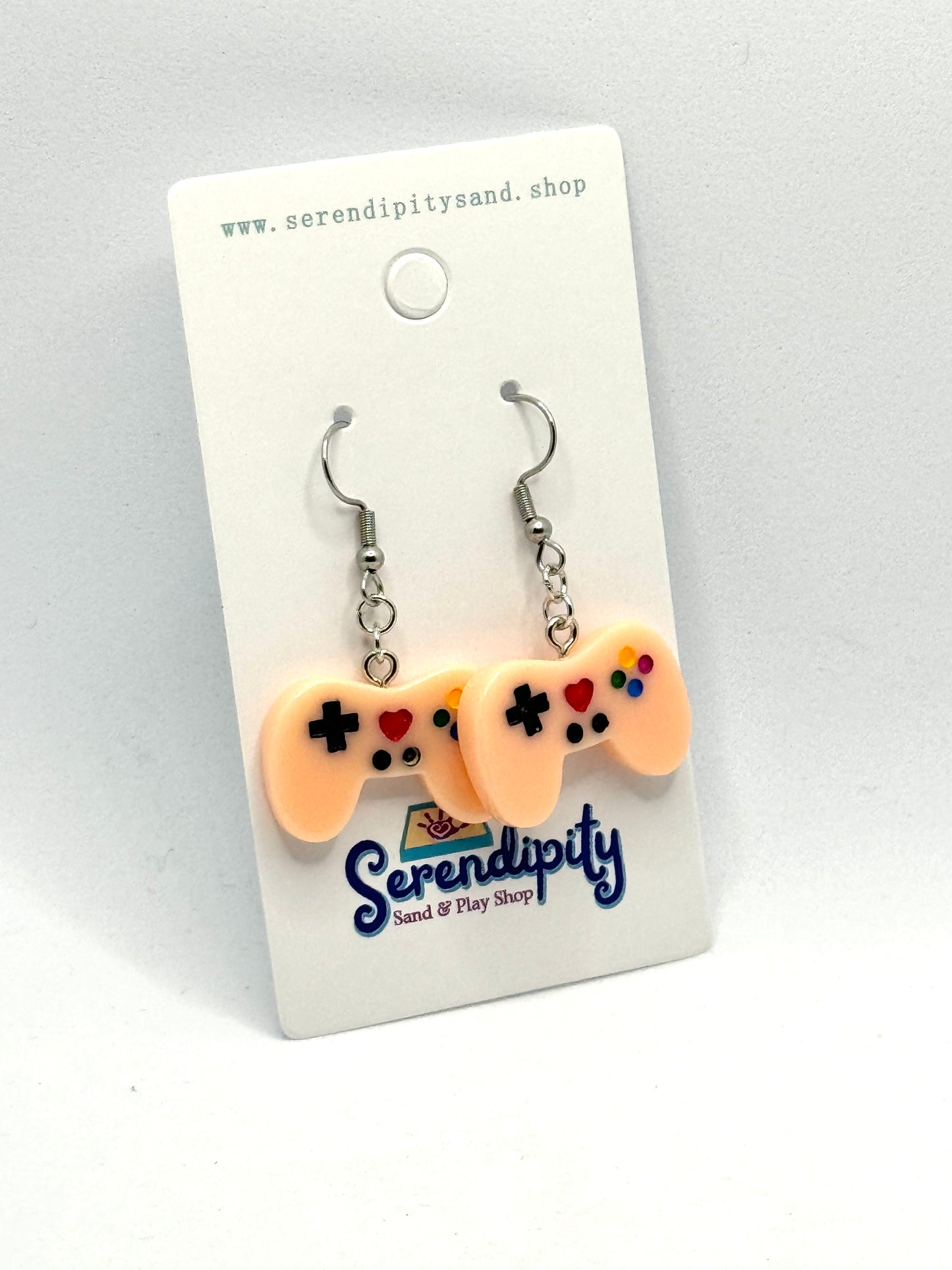 Game Controller Earrings: Peach