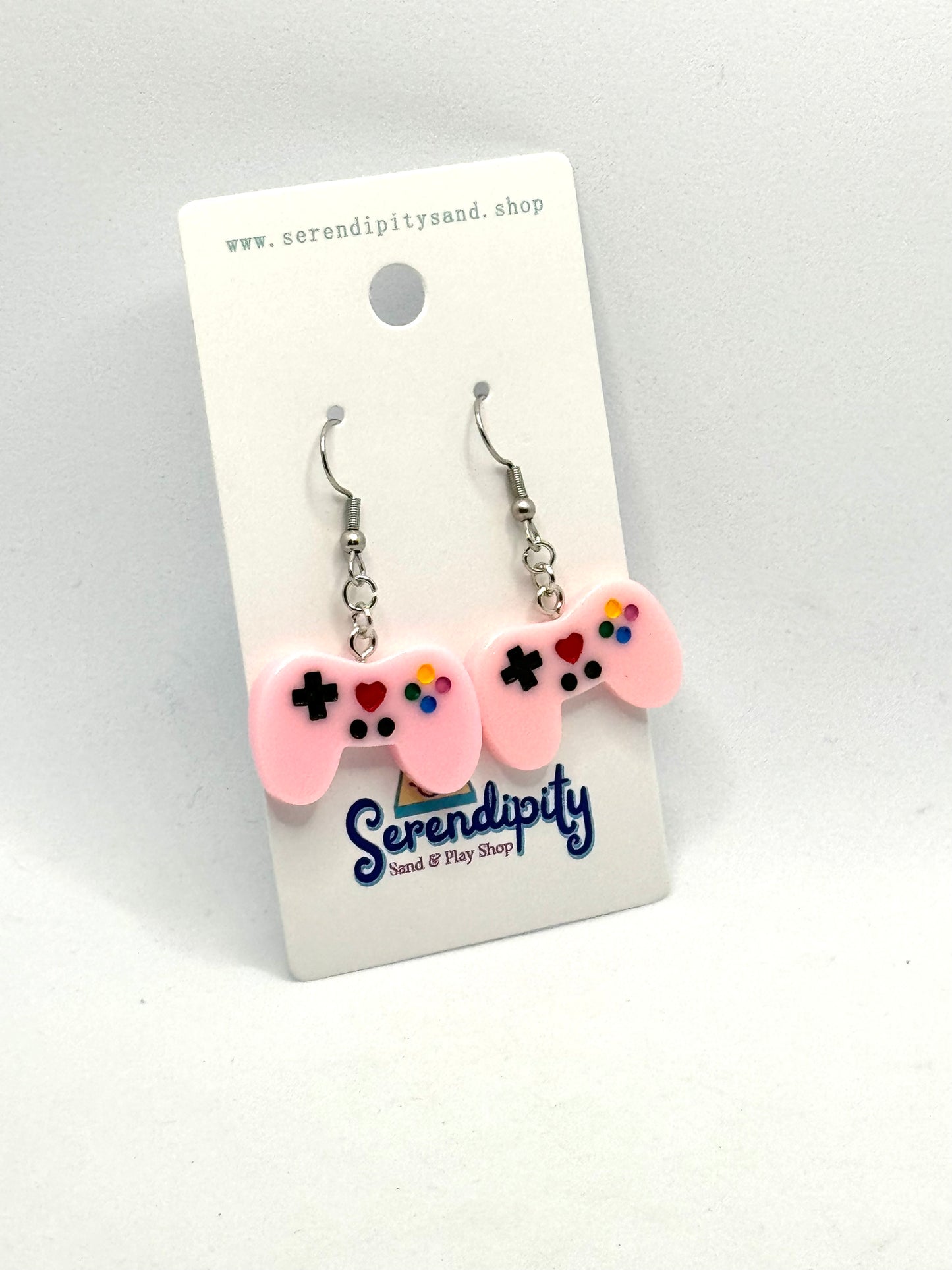 Game Controller Earrings: Light Pink