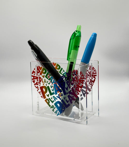 Play Heart Acrylic Pen Holder