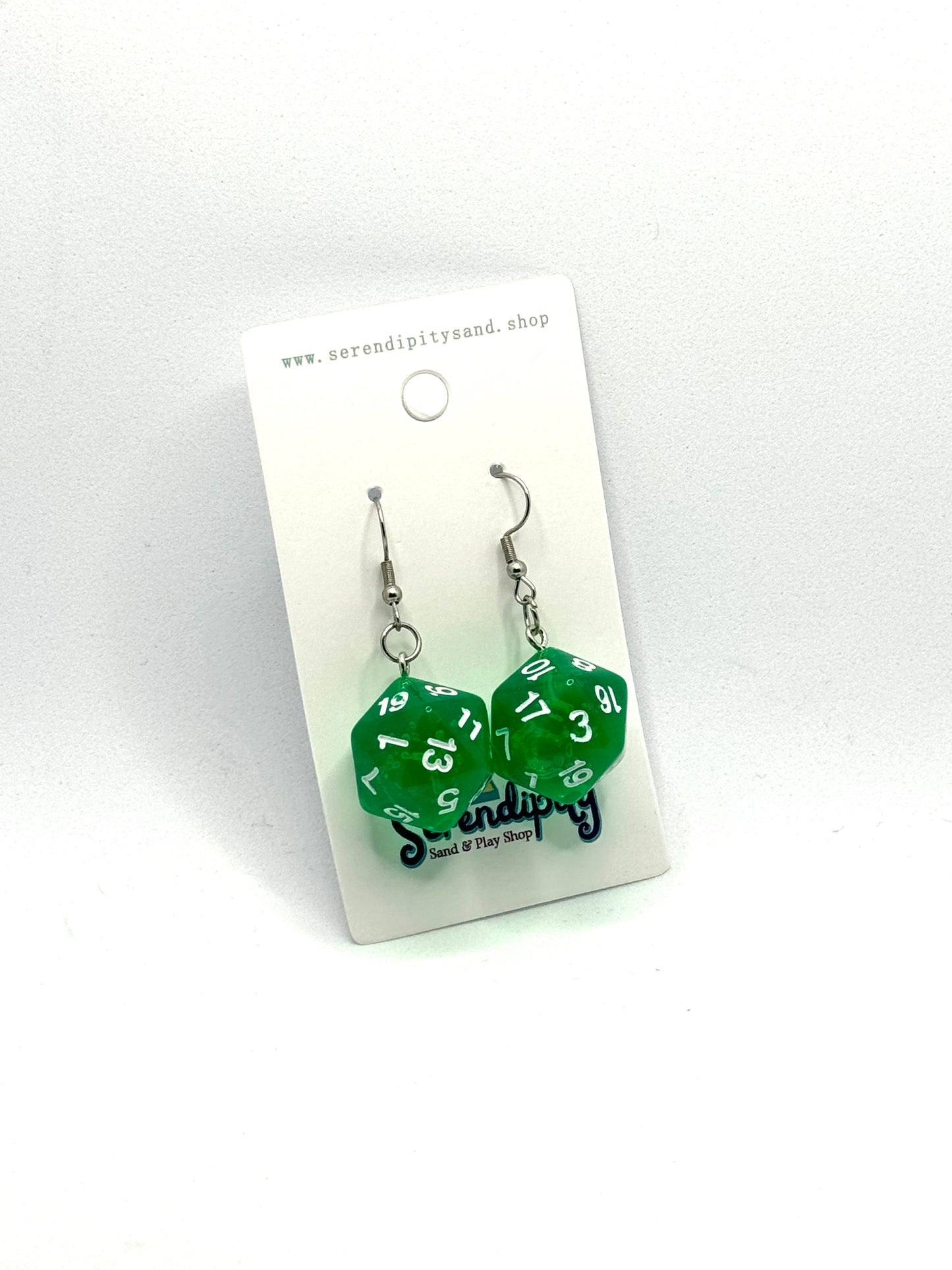 D20 Earrings: Green