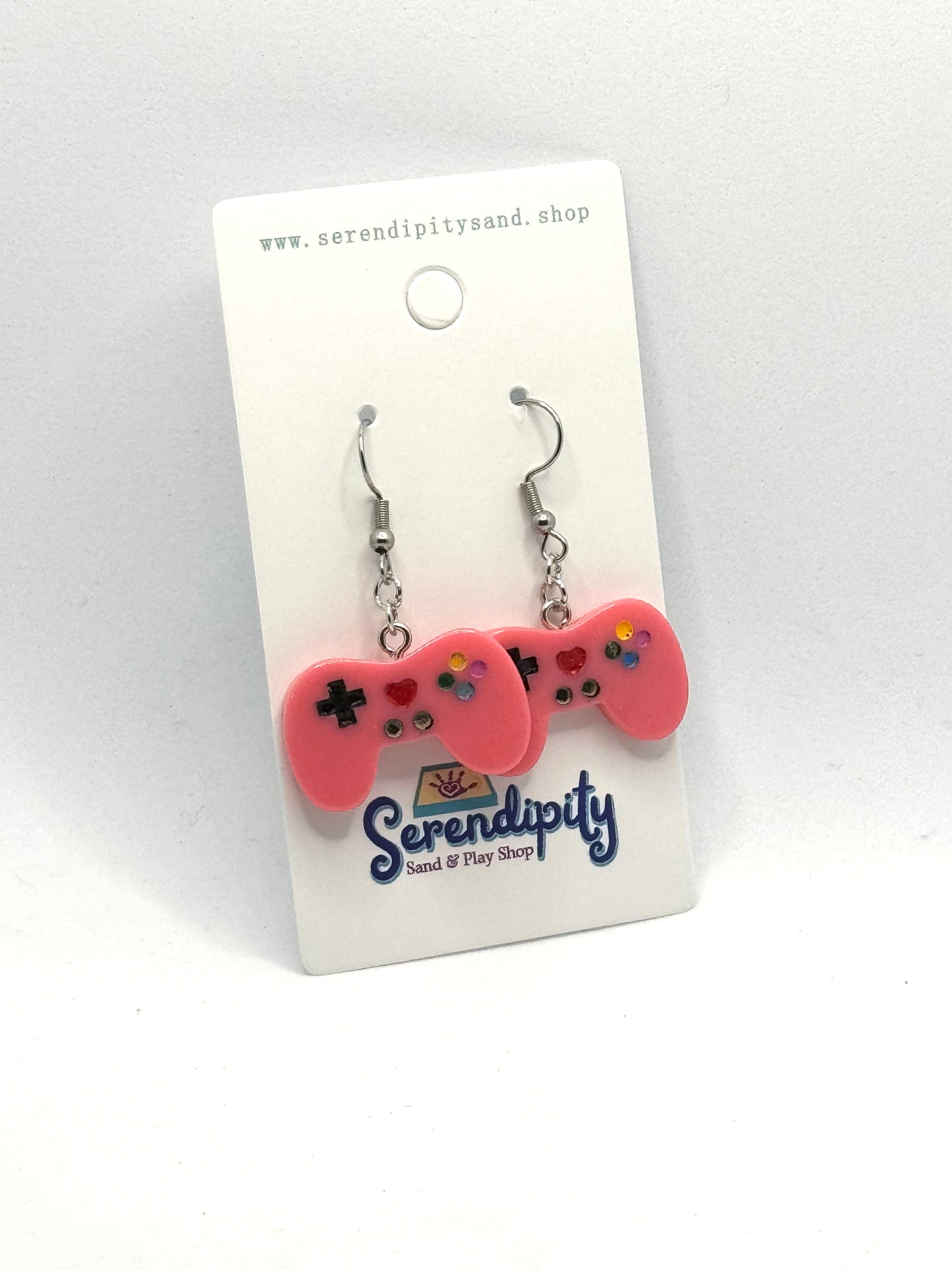 Game Controller Earrings: Dark Pink