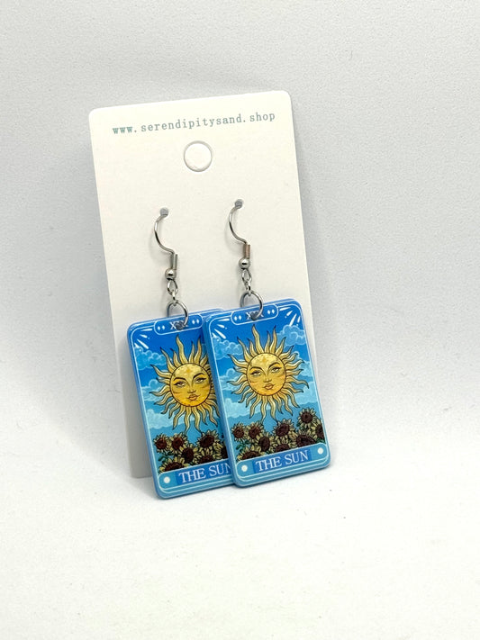 Tarot Earrings: Blue Sun