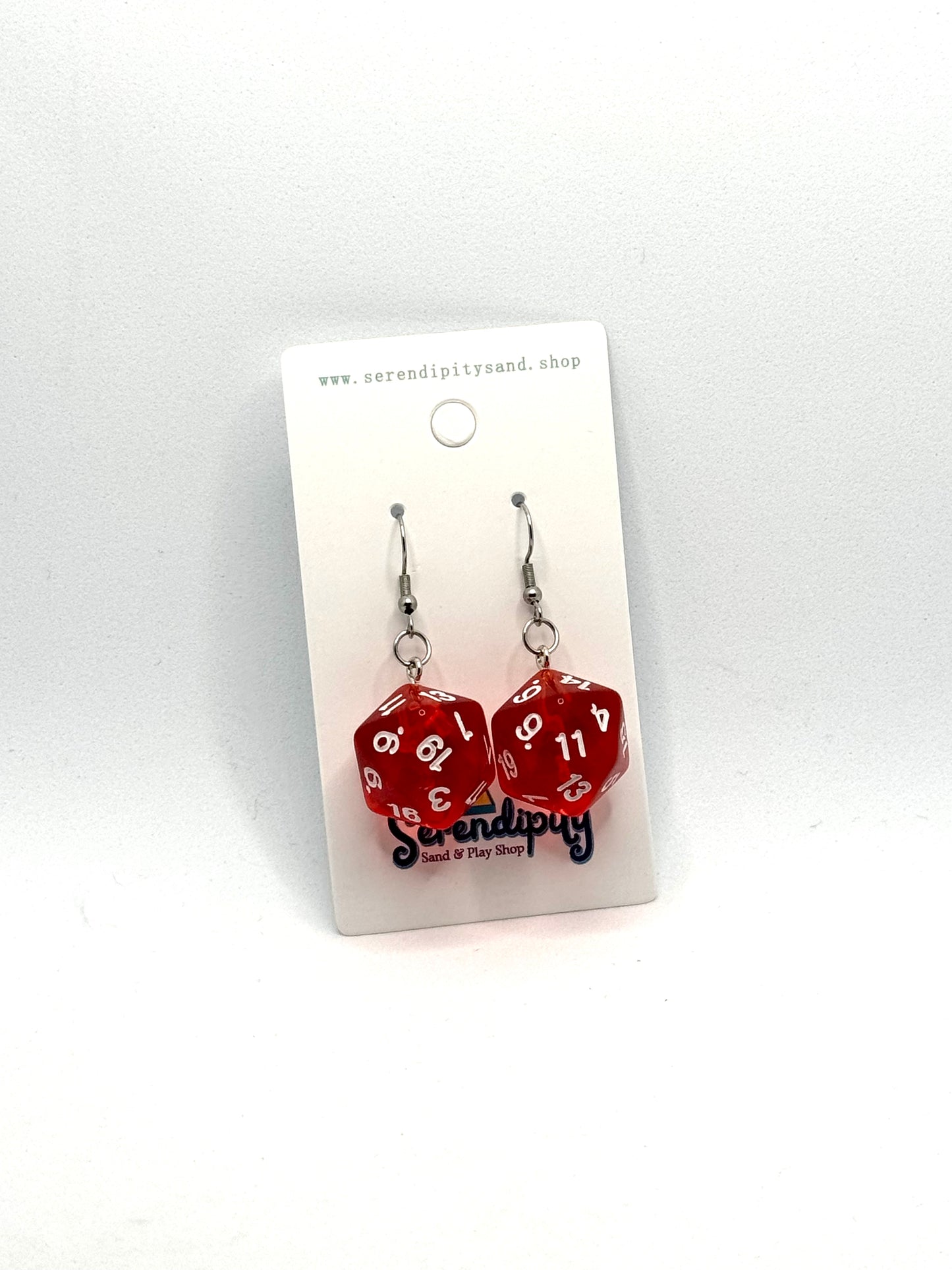 D20 Earrings: Red