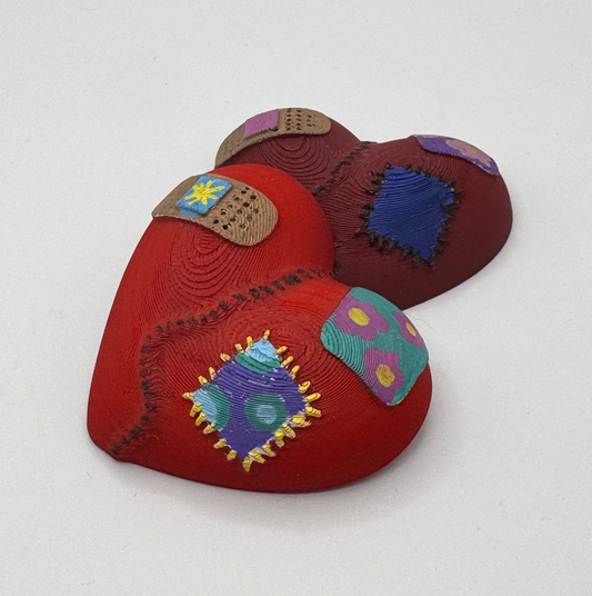 Heart Series: New Colorful Mended Heart - Hand Painted - Large - Various Patterns