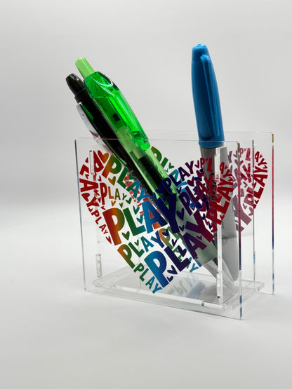 Play Heart Acrylic Pen Holder